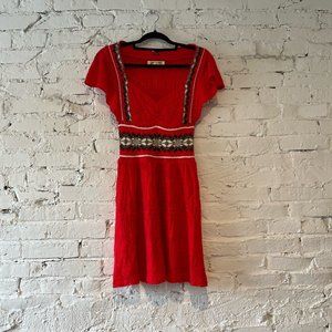 Free People Red Crochet Mini Dress